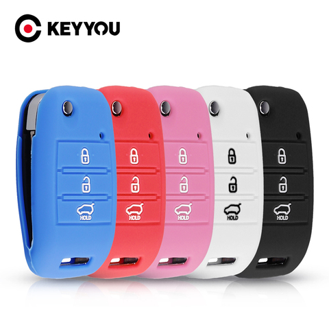 KEYYOU-funda de silicona para llave del coche, 3 botones, protección automática, para KIA Sid, Alma de Rio, Sportage, Ceed, Sorento, Cerato, K2, K3, K4, K5 ► Foto 1/6