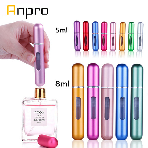 Anpro 5 ml / 8 ml portátil viaje Mini contenedor de aluminio rellenable Perfume Spray botella vacía botellas de almacenamiento cosmético ► Foto 1/6