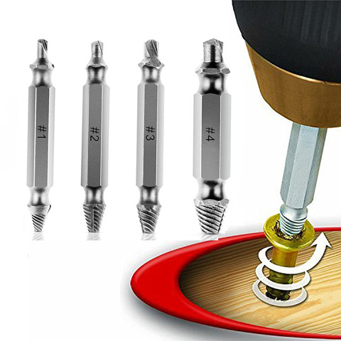 Kit de herramientas de extracción de tornillo dañado, Extractor de perno roto de doble cara, 4 piezas, #1 #2 #3 #4 ► Foto 1/6