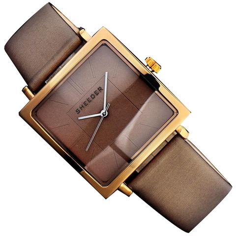 Reloj de cuarzo con esfera cuadrada para hombre y mujer, cronógrafo analógico a la moda, elegante, con correa de cuero de imitación, nuevo ► Foto 1/6