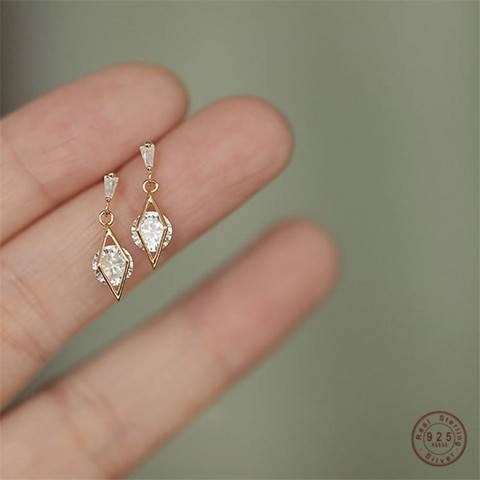 Plata esterlina 925 14K oro coreano diamante pendientes con pasador para huecos de cristal de mujeres borlas luminosas de lujo Sexy regalo de joyas de fiesta ► Foto 1/6