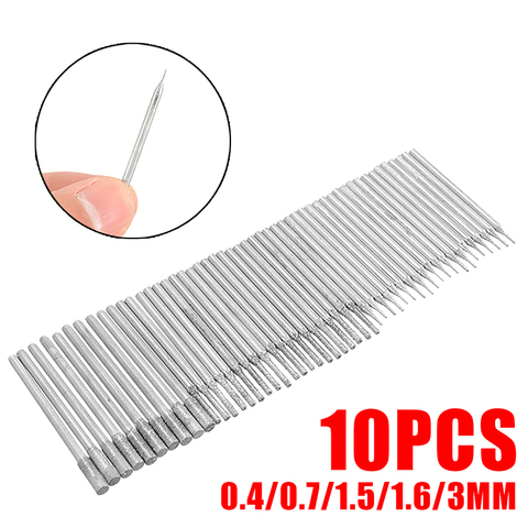 10 Uds. Brocas recubiertas de diamante, broca para joyería, azulejo de vidrio, herramienta de trabajo para azulejos de vidrio 0,4mm/0,7mm/1mm/1,6mm/3mm ► Foto 1/6