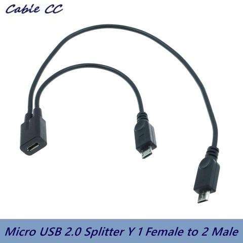 Micro USB 2,0 divisor Y 1 mujer 2 hombre Cable de carga de datos cable de extensión para teléfono de alta calidad Cable de sincronización de datos ► Foto 1/5