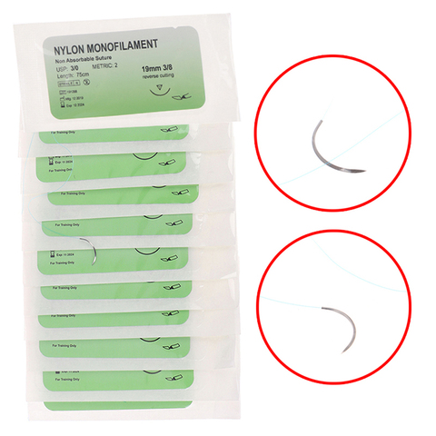 Kit de Práctica de sutura de hilo de monofilamento de nailon, 12 Uds., 75cm, 2/0, 3/0, 4/0 ► Foto 1/6
