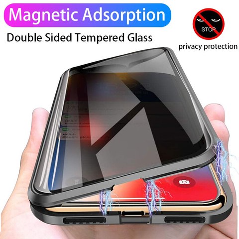 Funda de teléfono magnética antifisgones, Protector de pantalla de vidrio templado para iPhone 11 Pro Max 6 6S 7 8 Plus X XS MAX XR ► Foto 1/6