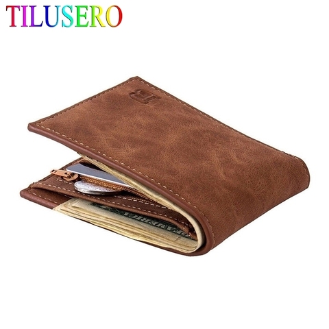 2022 nuevo de la PU de la moda de los hombres de cuero cartera con monedero bolsa de la cremallera pequeña dinero monederos dólar monedero Slim nuevo diseño dinero T004 ► Foto 1/6