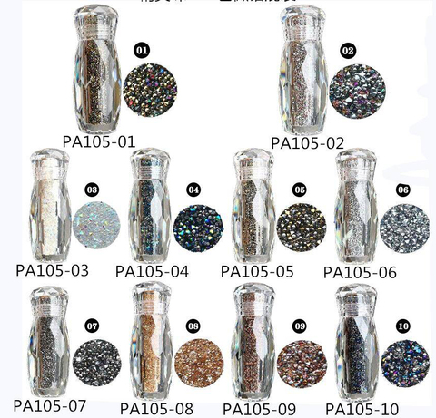 Accesorios de cuentas Nail Art, 10 colores, abalorios de uñas japonesas, cuentas de cristal de 1,2-1,3mm, microdiamantes de imitación de cristal, s-mini, 1 caja ► Foto 1/6