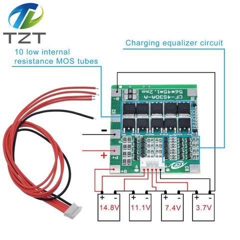 TZT nueva llegada 4S 30A 14,8 V Li-ion de litio de 18650 batería BMS paquetes tablero de protección de PCB equilibrio circuitos integrados ► Foto 1/6