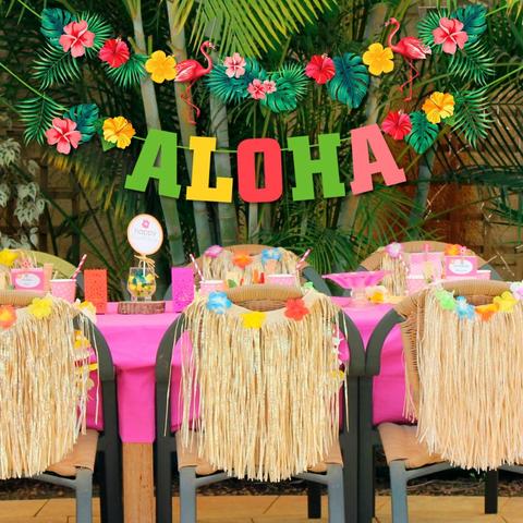 QIFU Hawaii ALOHA cartel de feliz cumpleaños Flamingo Tropical Hawaiano decoración de la fiesta de vacaciones de verano fiesta Luau Aloha fiesta suministros ► Foto 1/6