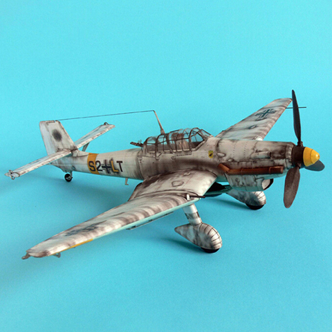 Modelo de avión de bombardero de Ju-87 alemán para niños, librería espacial, casa de cartón, juguetes de papel 3D, 1:33 ► Foto 1/6