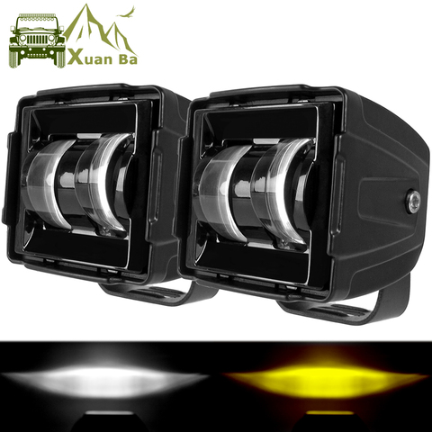 6D 3 pulgadas Led luz de trabajo 12V 24V para coche 4x4 todoterreno motocicleta Uaz ATV SUV camiones inundación Led Barra de haz niebla lámparas de luces de conducción ► Foto 1/6