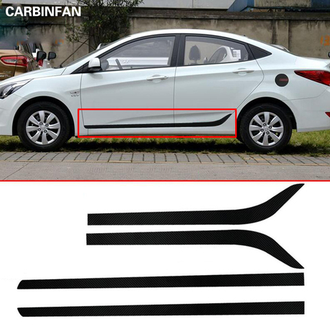 Calcomanía de fibra de carbono para falda lateral de coche, accesorios de automóviles, para Hyundai Solaris Verna, 2012, 2013, 2014, 2015 ► Foto 1/6