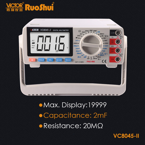 RuoShui-multímetro Digital 8045-II, valores eficaces verdaderos, medidor de transistores AC DC, capacitancia, HFE ► Foto 1/6