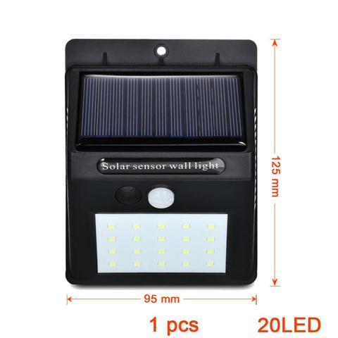 Lámpara de energía Solar con Sensor de movimiento PIR, luz de calle, camino de patio, hogar, jardín, lámpara de energía Solar, 20LED ► Foto 1/6