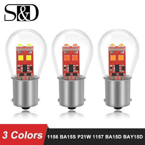 1156 BA15S 1157 BA15D BAY15D P21/5 W P21W LED bombillas de luz de freno de coche Auto señal de giro trasero de estacionamiento de la lámpara inversa blanco rojo amarillo ► Foto 1/6