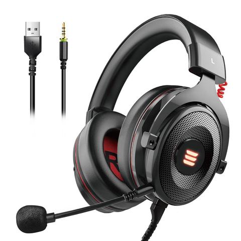 EKSA-auriculares con cable para Gaming, para PC, 3,5mm, PS4, Surround, por encima de la oreja, con micrófono desmontable, portátil, tableta, Gamer ► Foto 1/6