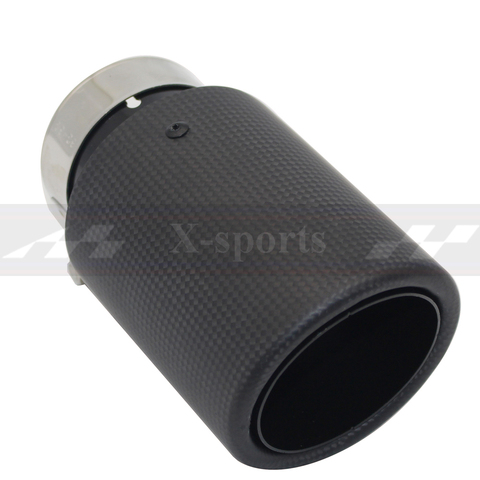 Silenciador de sistema de escape de fibra de carbono mate para coche, punta de tubo recta, Universal, negro, decoraciones de acero inoxidable para Akrapovic ► Foto 1/6