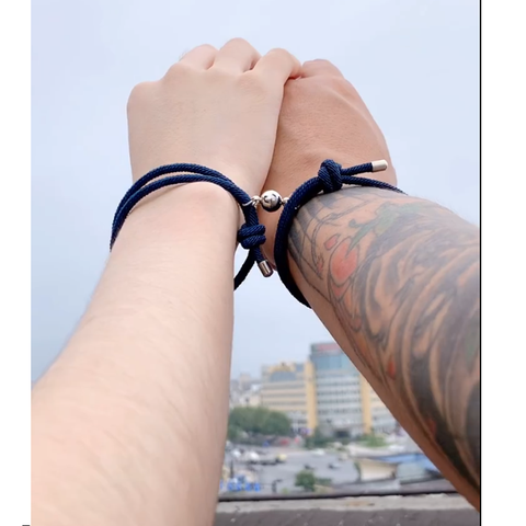 Pulsera de la amistad de acero inoxidable para hombres y mujeres, Juego de 2 unidades, bola magnética de atracción, creativa, cuerda de la amistad, regalo de joyería ► Foto 1/6