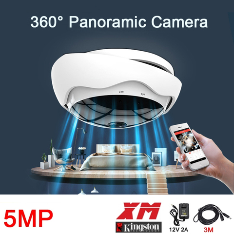 ICsee control remoto infrarrojo 12V 2A 5MP 2MP interior 128G Audio detección de movimiento alarma 360 grados panorámica WIFI IP Cámara ► Foto 1/2