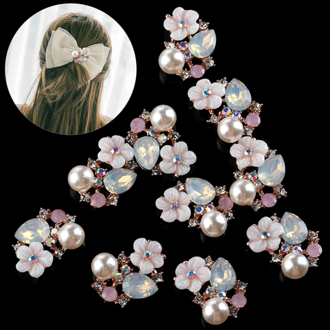 Botones de flor de strass de perlas para decoración de ropa, accesorios de costura para manualidades DIY, 10 Uds. ► Foto 1/6
