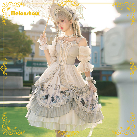 Melonshow victoriano vestido de Lolita clásico vestido de talla grande blanco gótico Retro estilo Kawaii ropa Lolita accesorios niñas ► Foto 1/6