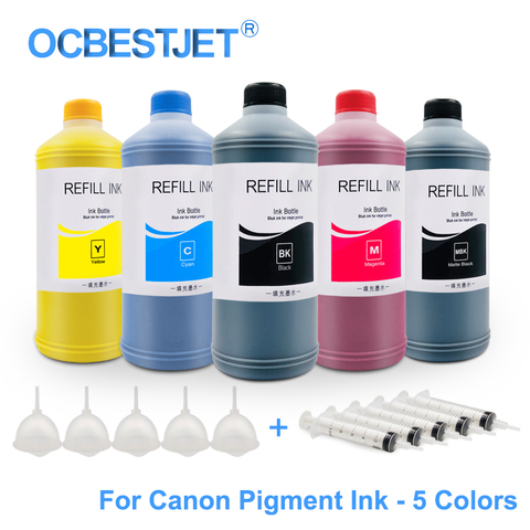 5x500ML de tinta de pigmento de recarga de tinta para Canon PFI-107 PFI-120 PFI-320 PFI-102 TM-200 TM200 TM-205 TM-300 TM-305 TM300 (BK C M Y MBK) ► Foto 1/6