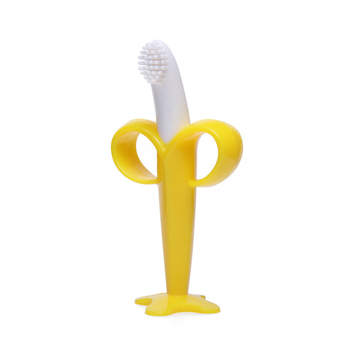 De silicona bebé cepillos dentales de entrenamiento libre de BPA forma de Banana seguro Toddle mordedor Chew juguetes anillo de dentición regalo para bebé mordedor de bebé ► Foto 1/6