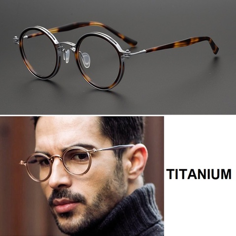 Gafas graduadas ópticas de titanio Vintage para hombres, anteojos japoneses nuevos de borde redondo pequeño para Miopía ► Foto 1/3