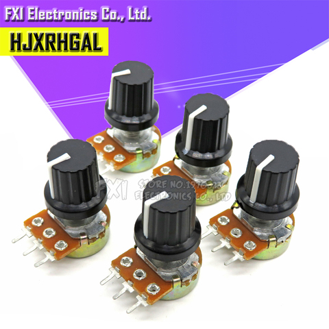 5Sets 5 uds + 5 uds WH148 B1K ~ B1M ohm 1K 2K 5K 10K 20K 3Pin 15mm 10K 3 Terminal conicidad lineal potenciómetro giratorio para Arduino ► Foto 1/4