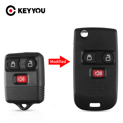 KEYYOU para Ford Mercury escapar F150 E150 F250 coche modificado Flip remoto de la llave del coche caso 3 botón Fob Auto sin cortar FO38 clave ► Foto 1/6