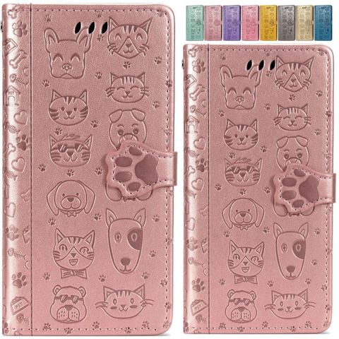 Funda de teléfono con tapa con huella de Mascota para iPhone, 11 Pro Max, 6, 6S, 7, 8 Plus, XR, X, XS, Max, divertida, de cuero, O05F ► Foto 1/6