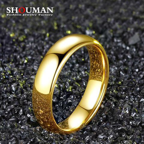 SHOUMAN-anillos de boda sencillos para mujer, moda 2022, 4mm, grabado personalizado, pareja, abalorio de acero inoxidable, regalo de joyería ► Foto 1/6