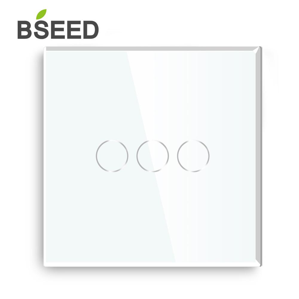 Bseed-Interruptor táctil de 3 entradas y 2 vías, Interruptor táctil  estándar para luz con Panel de vidrio, negro, blanco, Gloden - Historial de  precios y revisión