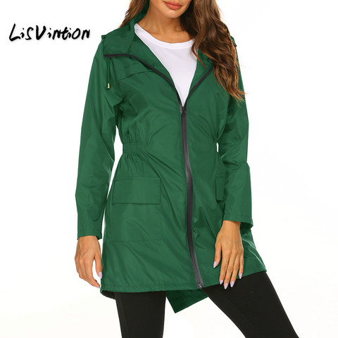 Las mujeres chubasquero ligero mujer Sfit Packable impermeable con capucha de senderismo al aire libre chaqueta de lluvia activa ropa impermeable ► Foto 1/6