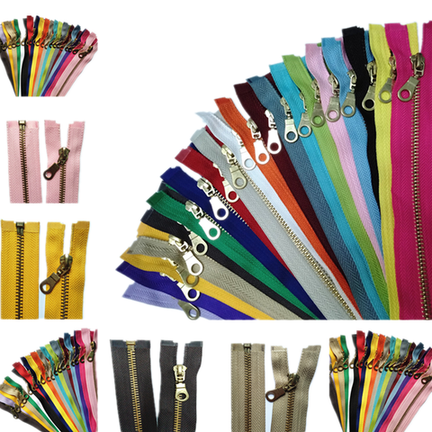 Cremallera de metal de latón 5 #, extremo abierto, 30-60cm(12-24 pulgadas) (20 colores), cremallera para coser ~ 2 uds. ► Foto 1/6