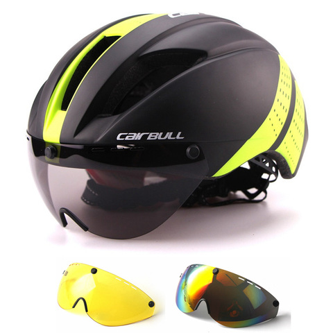 CAIRBULL-Casco de carreras moldeado integralmente para hombre, gafas con 3 lentes TT Aero ► Foto 1/6