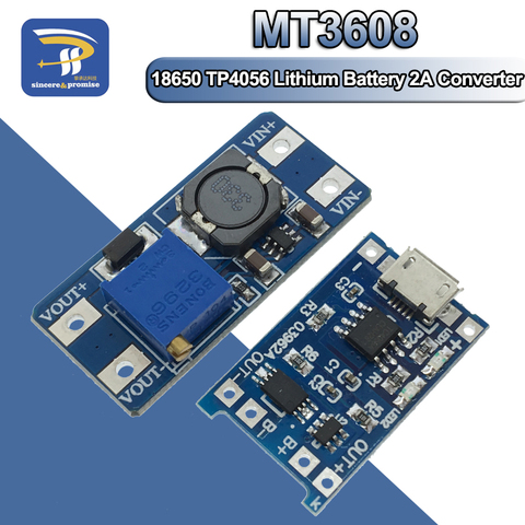 Módulo de cargador de batería de litio, placa de carga con protección, Micro USB 5V 1A 18650 TP4056, MT3608 2A DC-DC ► Foto 1/5