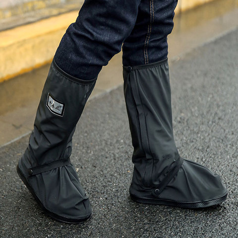 Cubrezapatos impermeables para hombre y mujer, botas para la lluvia, negras, reutilizables, para motocicleta, todas las estaciones ► Foto 1/5