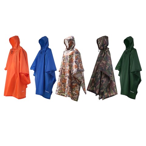 TOMSHOO 3 en 1 funda para lluvia Poncho con capucha senderismo ciclismo lluvia cubierta Poncho abrigo exterior tienda de campaña toldo tapete camuflaje ► Foto 1/6