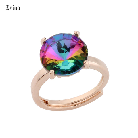 Anillo abierto de forma redonda para mujer, anillos de boda de Color oro rosa 585 para mujer, joyería fina para novias, anillo de compromiso ajustable ► Foto 1/6