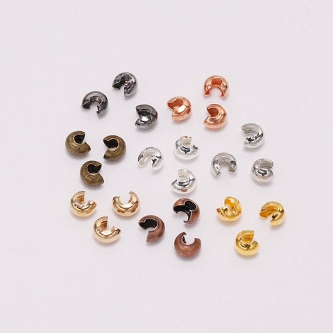 100 unids/lote 3/4/5mm cobre crimpado cuentas redondas cubre tapón espaciador perlas para la fabricación de la joyería DIY resultados suministros Accesorios ► Foto 1/6