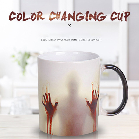 Tazas de camaleón de Horror para Halloween, tazas de porcelana con personalidad creativa, agua caliente que cambia poco a poco, taza térmica de Color, 350ML ► Foto 1/6