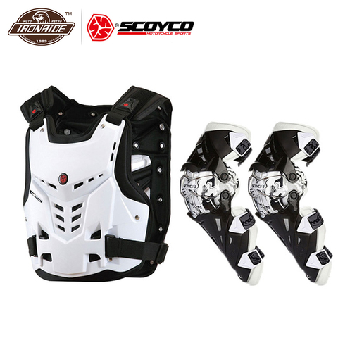 SCOYCO chaqueta de la motocicleta de la armadura de cuerpo motocicletas en Protector de pecho de Motocross chaleco para carreras + de la motocicleta Protector de la rodilla ► Foto 1/6