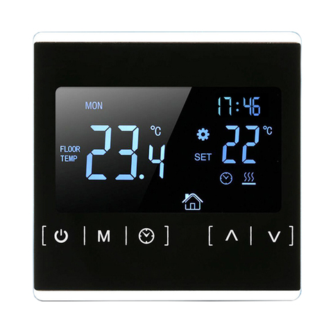 Controlador de temperatura de pantalla táctil, termorregulador, luz trasera negra, termostato de pared eléctrico, 110V, 120V, 230V ► Foto 1/6