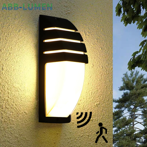 Luz LED de pared exterior impermeable con Sensor de movimiento, lámpara de pared para exteriores, luz para porche, iluminación exterior ► Foto 1/6