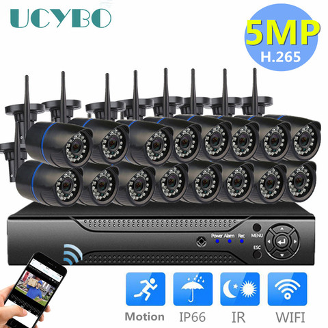 Sistema cctv de 5mp conjunto de cámaras ip inalámbricas nvr 16CH 8CH 4CH H.265 kit de videovigilancia cámara de seguridad exterior infrarroja ► Foto 1/6