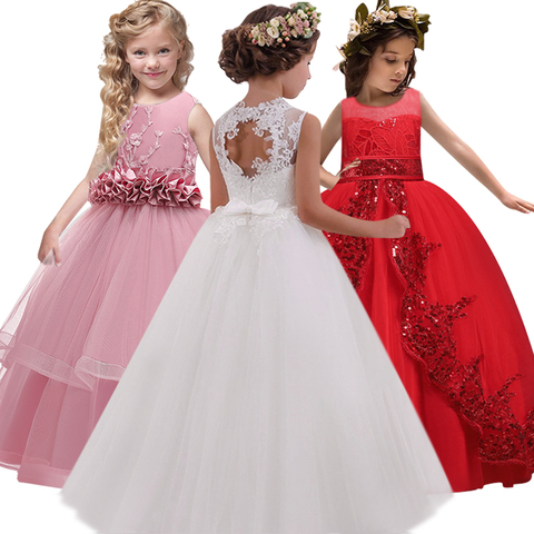 Nuevo 2022 vestido de flores huecas en la espalda para niñas vestido de boda de alta gama para niñas elegante vestido de banquete de encaje de flores ► Foto 1/6
