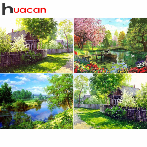 Huacan diamante del bordado de venta paisaje pintura diamante completa el paisaje de la plaza diamantes de imitación fotos Cruz puntada del mosaico casa ► Foto 1/6