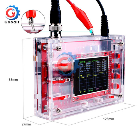 Osciloscopio Digital completamente ensamblado, pantalla TFT LCD de 2,4 pulgadas con pinza de prueba de sonda de cocodrilo, carcasa de acrílico transparente ► Foto 1/6