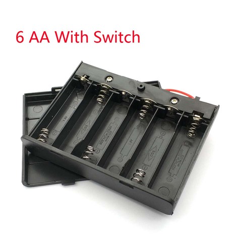 Caja de almacenamiento de baterías AA, caja de plástico de 1,5 V, interruptor de encendido/apagado con cable de tapa para batería AA de 6X1,5 V ► Foto 1/5